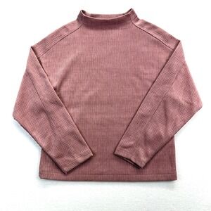 Madewell Womens XXS Ribbed Mock Neck Top Long Sleeve Dusty Rose Mauve